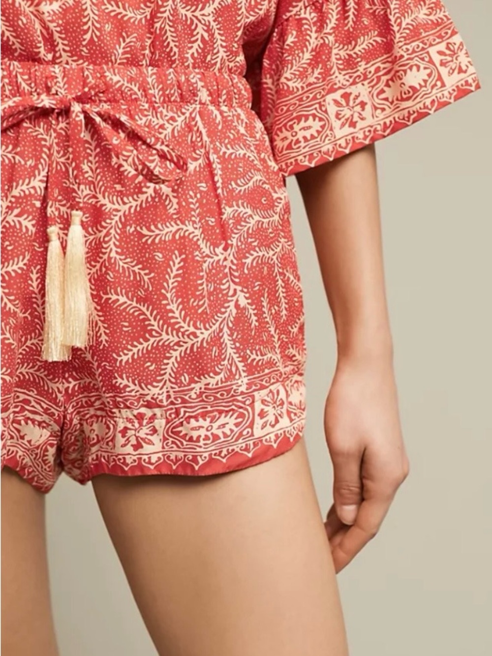 Anthropologie | NAT by Natalie Martin Red Printed Tassel Shorts
